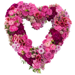 Fragrant Pink Heart Funeral Tribute